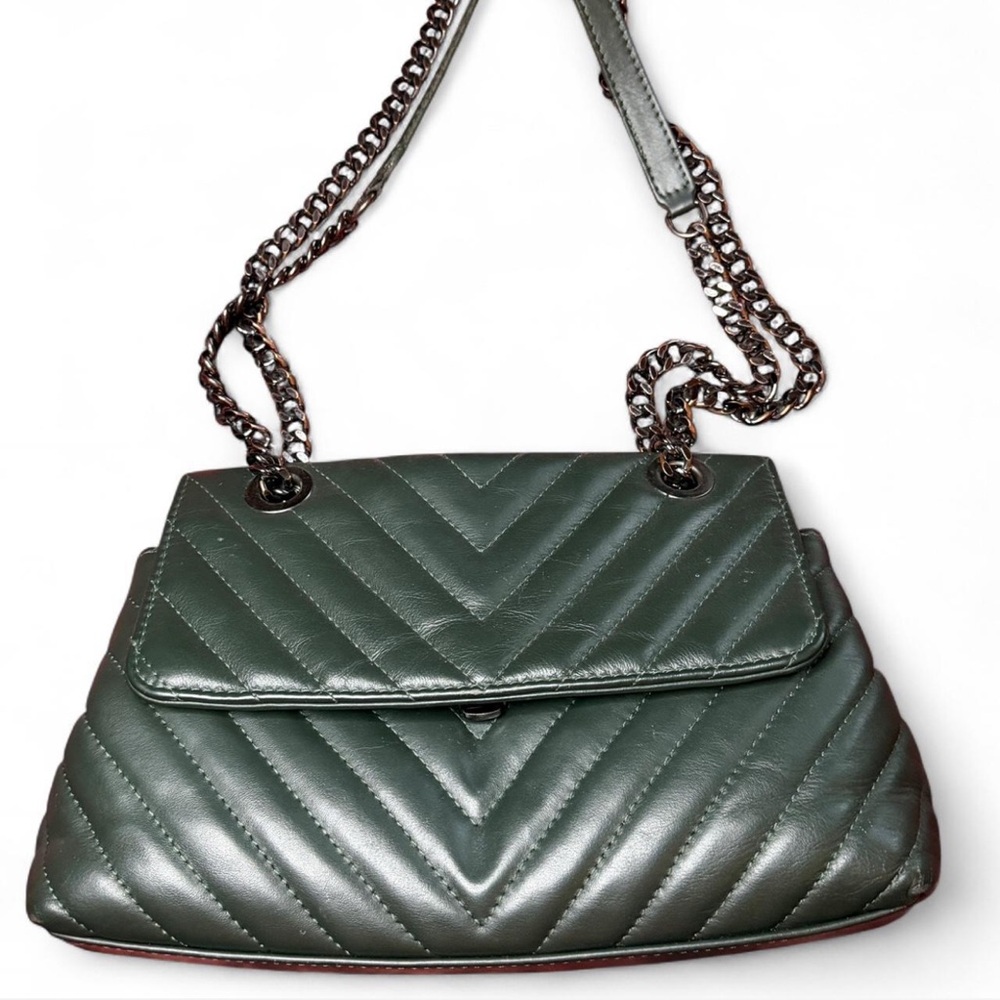Green quilted leather chain bag Italy chic